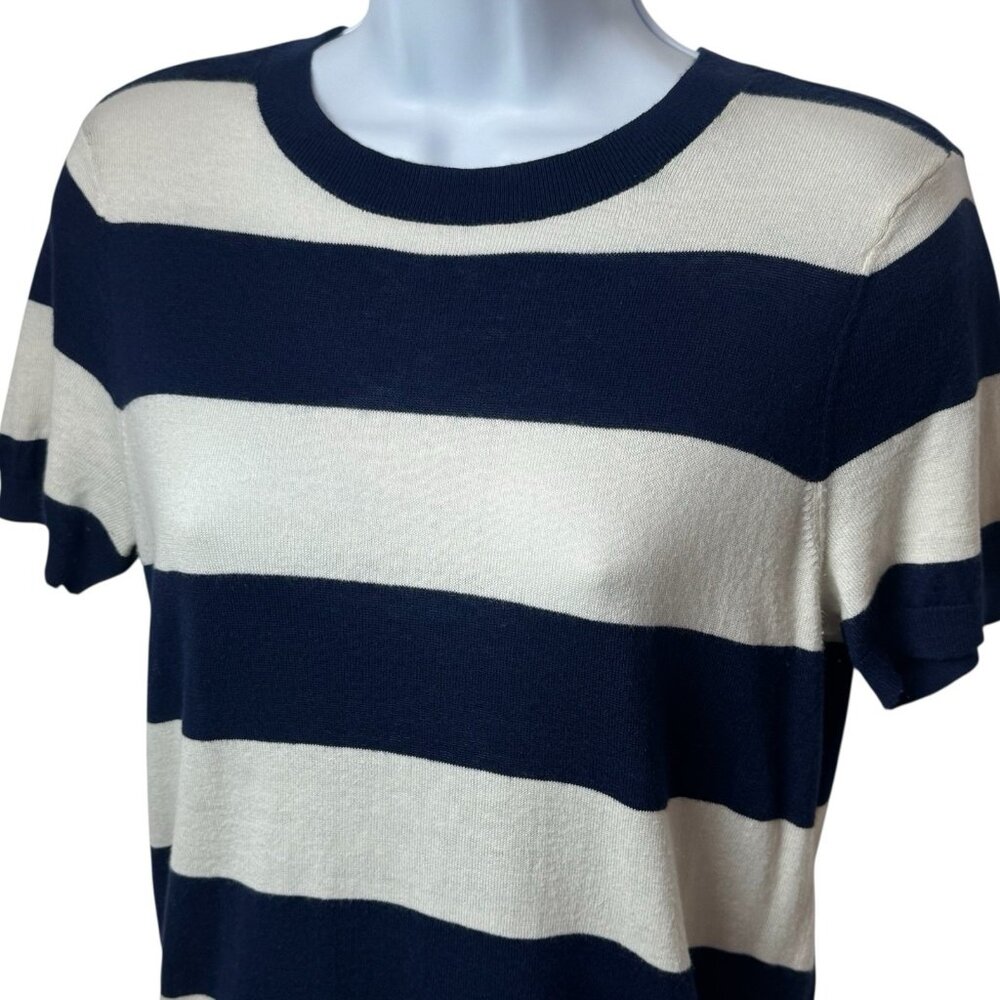 Ralph Lauren Ivory Blue Stripe‎ Short Sleeve Capsule Academia Preppy Soft M - Picture 3 of 10